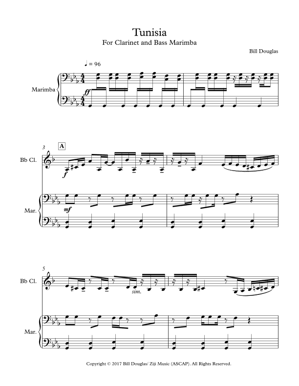 Tunisia for Clarinet and Bass Marimba