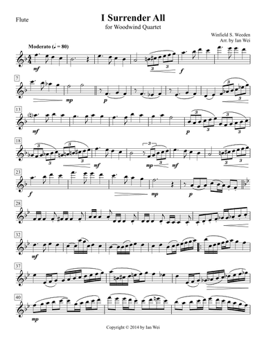 I Surrender All for Woodwind Quartet (arr. Ian Wei)