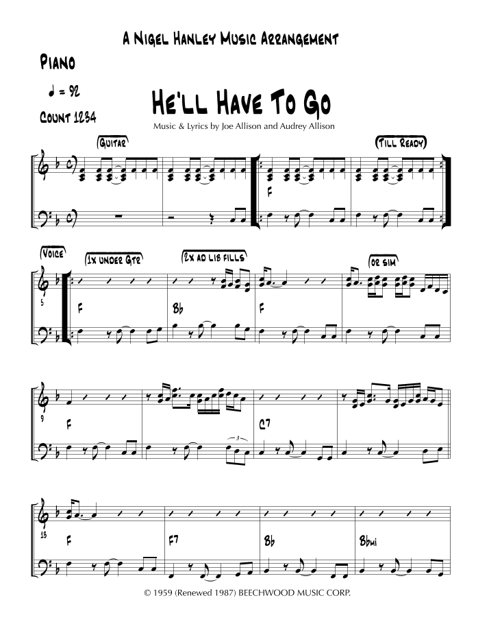 He'll Have To Go (arr. Nigel Hanley)