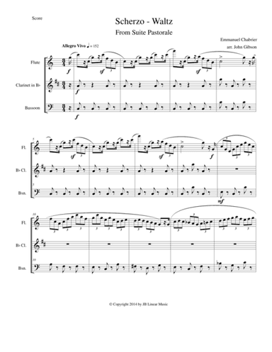Chabrier - flute clarinet and bassoon trio - Scherzo from Suite Pastorale (arr. John Gibson)