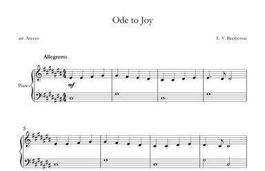 ode to joy sheet music easy piano transposed in c# (arr. Arezzo Music)