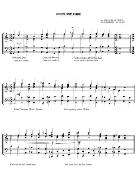 Preis und Ehre (Gotteslob 199) (arr. Emanuel M. Fróes)