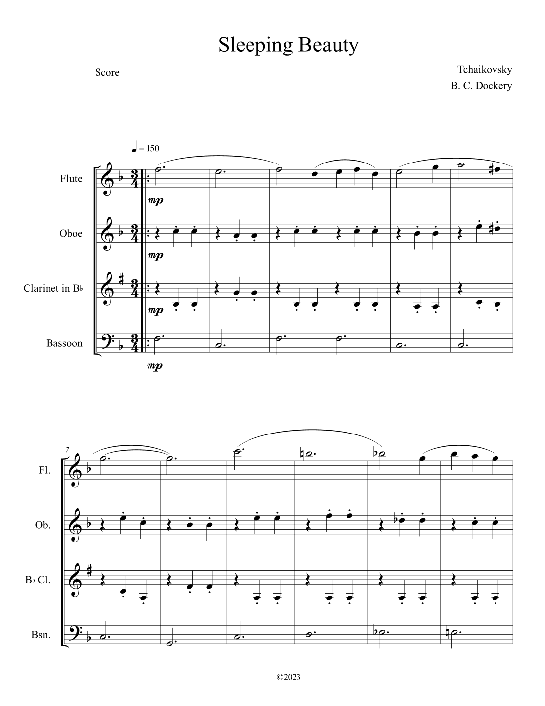 Sleeping Beauty Waltz (Woodwind Quartet) (arr. B. C. Dockery)