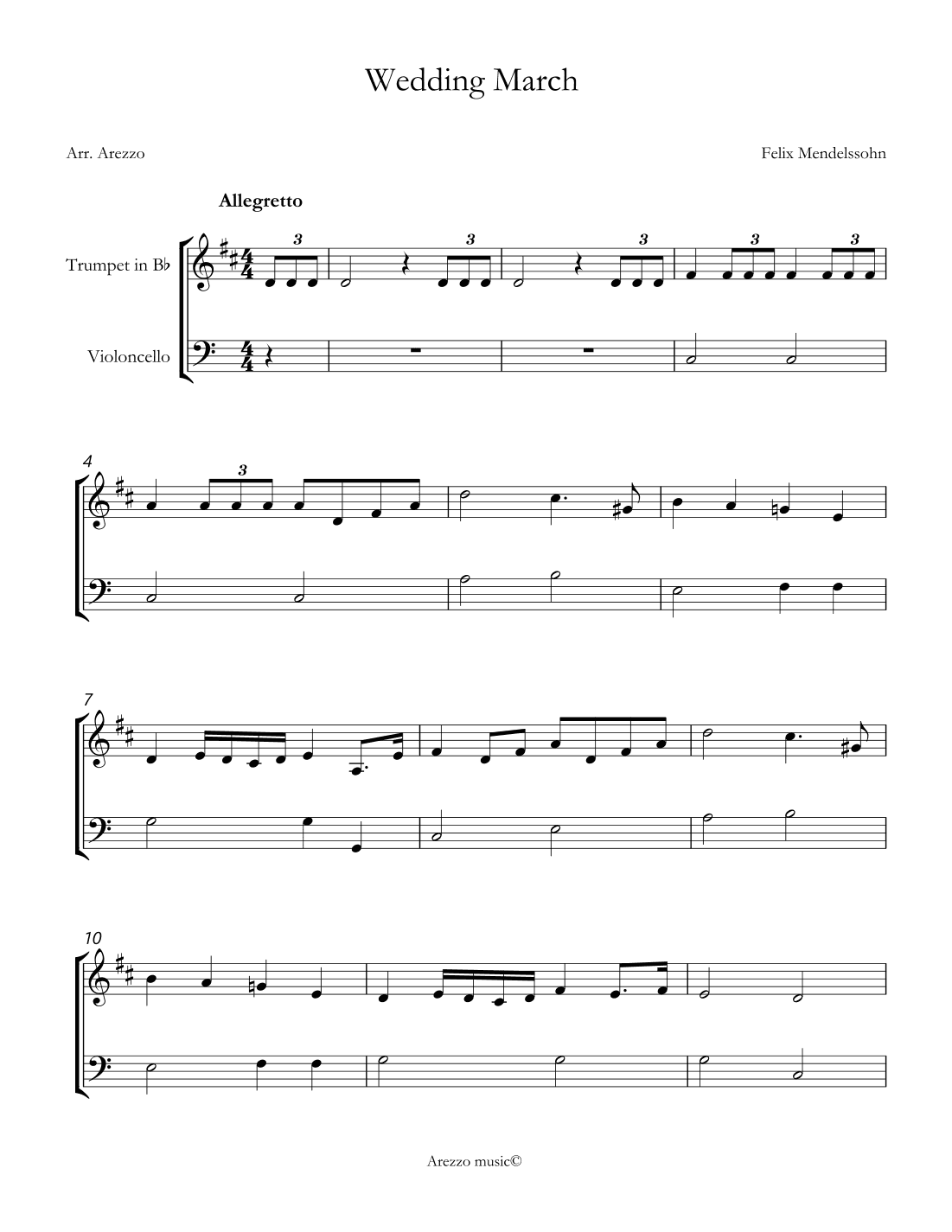 wedding march mendelssohn Viola and Bassoon sheet music (arr. Arezzo Music)
