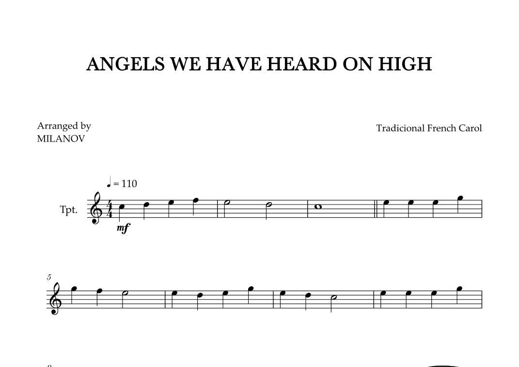 Angels We Have Heard on High | Christmas song | trumpet | easy beginner (arr. Milanov)