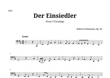 Der Einsiedler by Schumann for Tuba (arr. Langanho)