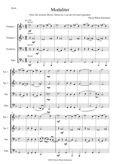 Modaliter for brass quartet (untransposed)