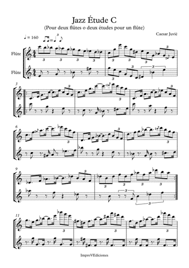Jazz study in C for two flutes, or two studies for one flutist