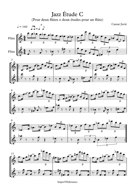 Jazz study in C for two flutes, or two studies for one flutist