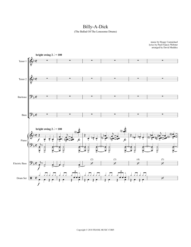 Billy A Dik The Ballad Of The Lonesome Drums (arr. David Maddux)
