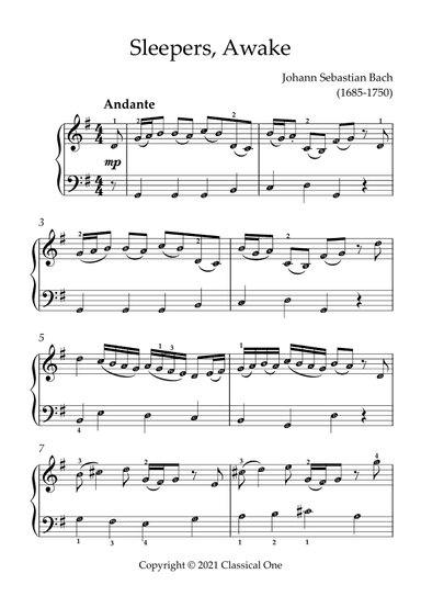 Bach, J.S. - Sleepers, Awake(With Note name) (arr. MPS)