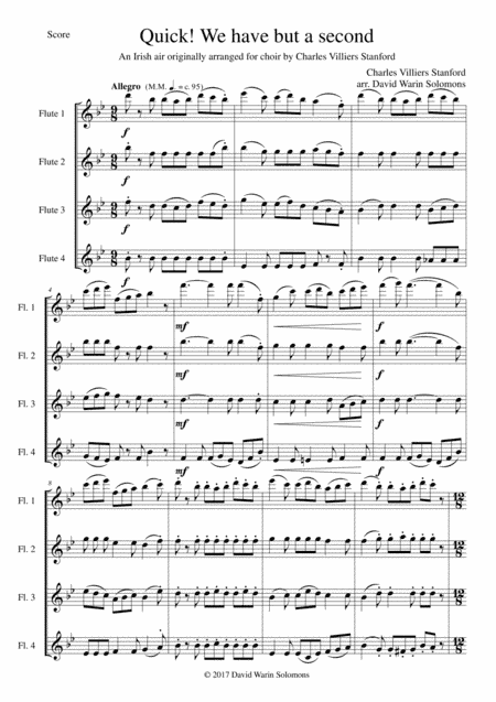 Quick we have but a second for flute quartet (4 C flutes) (arr. David Warin Solomons)
