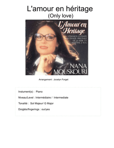 Only Love (l'amour En Heritage) (arr. JFpiano)