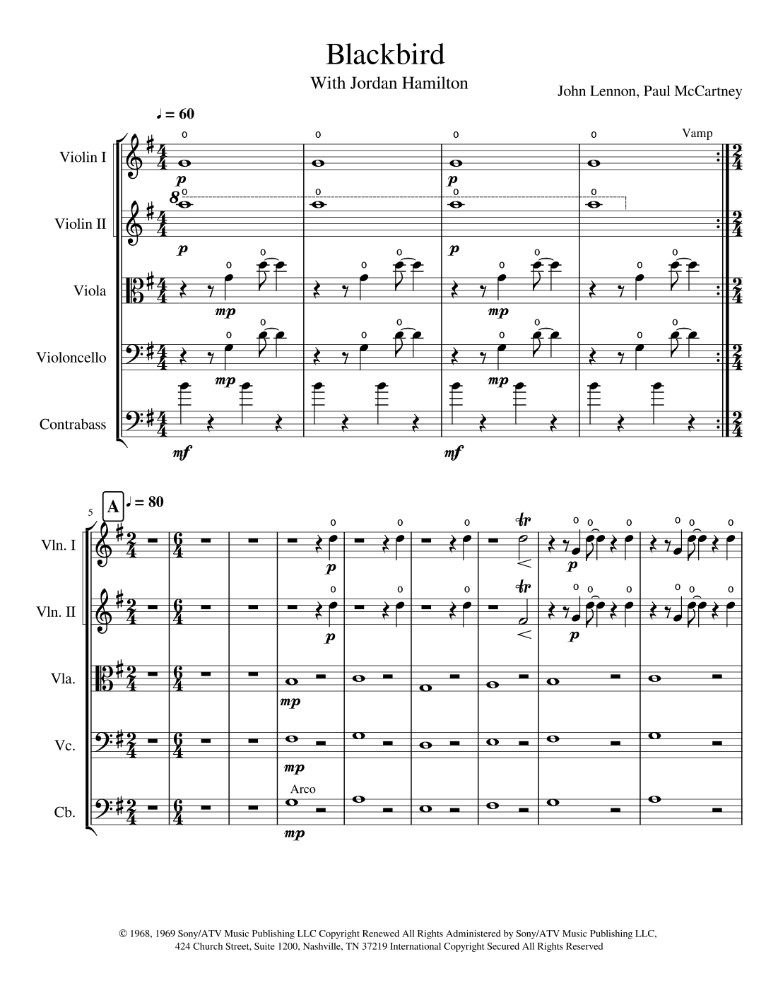 Blackbird (arr. Jordan Hamilton)