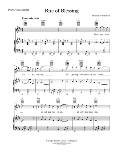 Rite of Blessing (Piano/Vocal/Guitar)