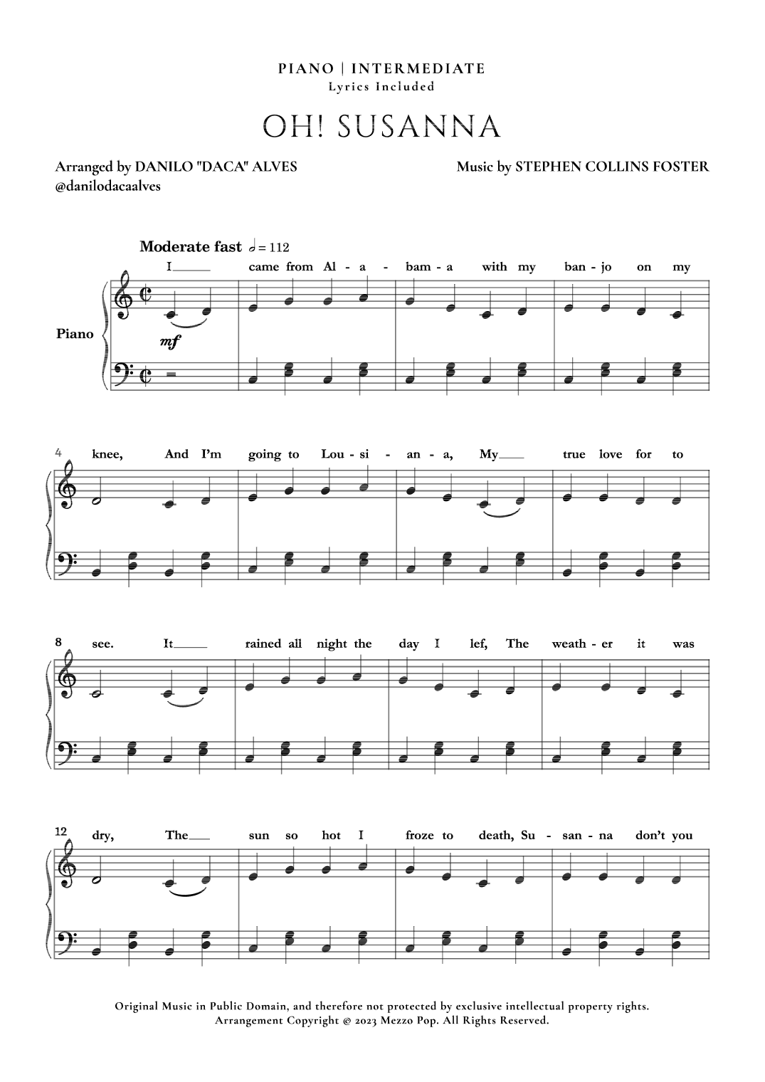 Oh! Susanna (arr. Danilo "Daca" Alves)