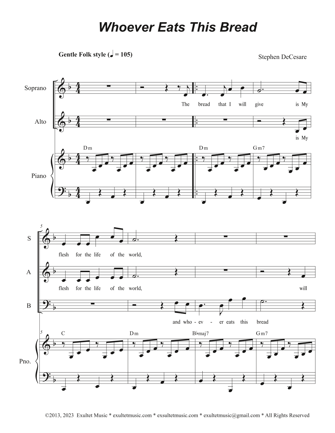 Whoever Eats This Bread (Vocal Trio - (SAB)