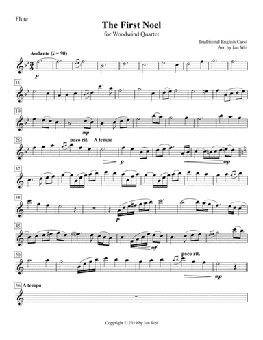 The First Noel for Woodwind Quartet (arr. Ian Wei)