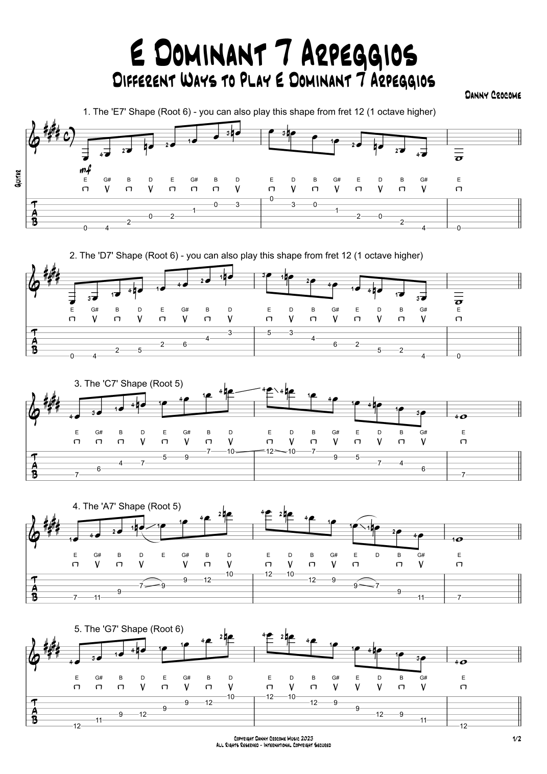 E Dominant 7 Arpeggios (5 Ways to Play)