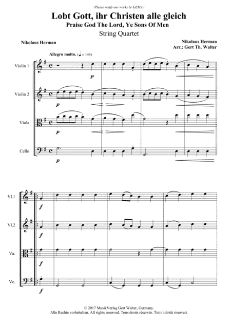 Praise God The Lord, Ye Sons Of Men (arr. Gert Th. Walter)