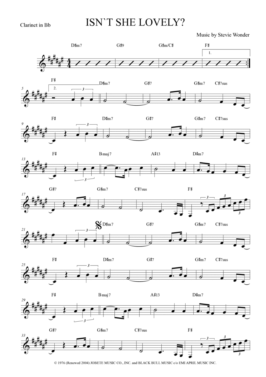 Isn't She Lovely (arr. The Sheet Music Library)