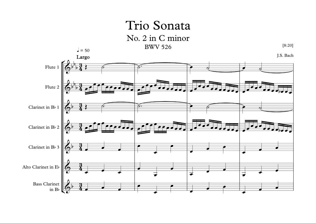 Trio Sonata No 2 in C minor, BWV 526 - J.S. Bach (arr. Jope)