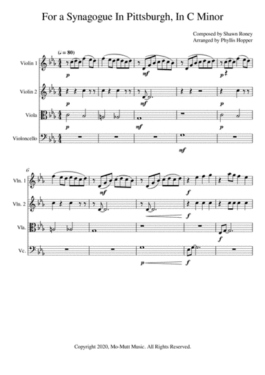 "For a Synagogue in Pittsburgh, In C Minor" (For String Quartet)
