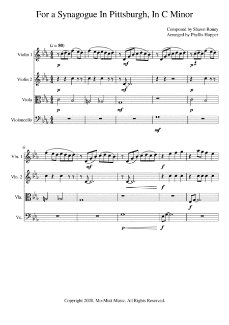 "For a Synagogue in Pittsburgh, In C Minor" (For String Quartet)