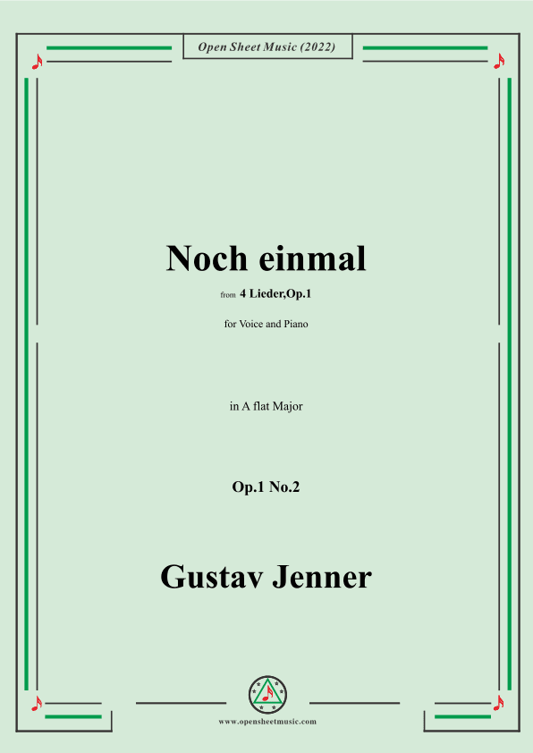 Jenner-Noch einmal,in A flat Major,Op.1 No.2,from '4 Lieder,Op.1' (arr. OSM Press)