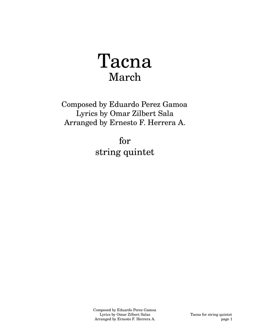Tacna march for string quintet (arr. Ernesto Herrera)
