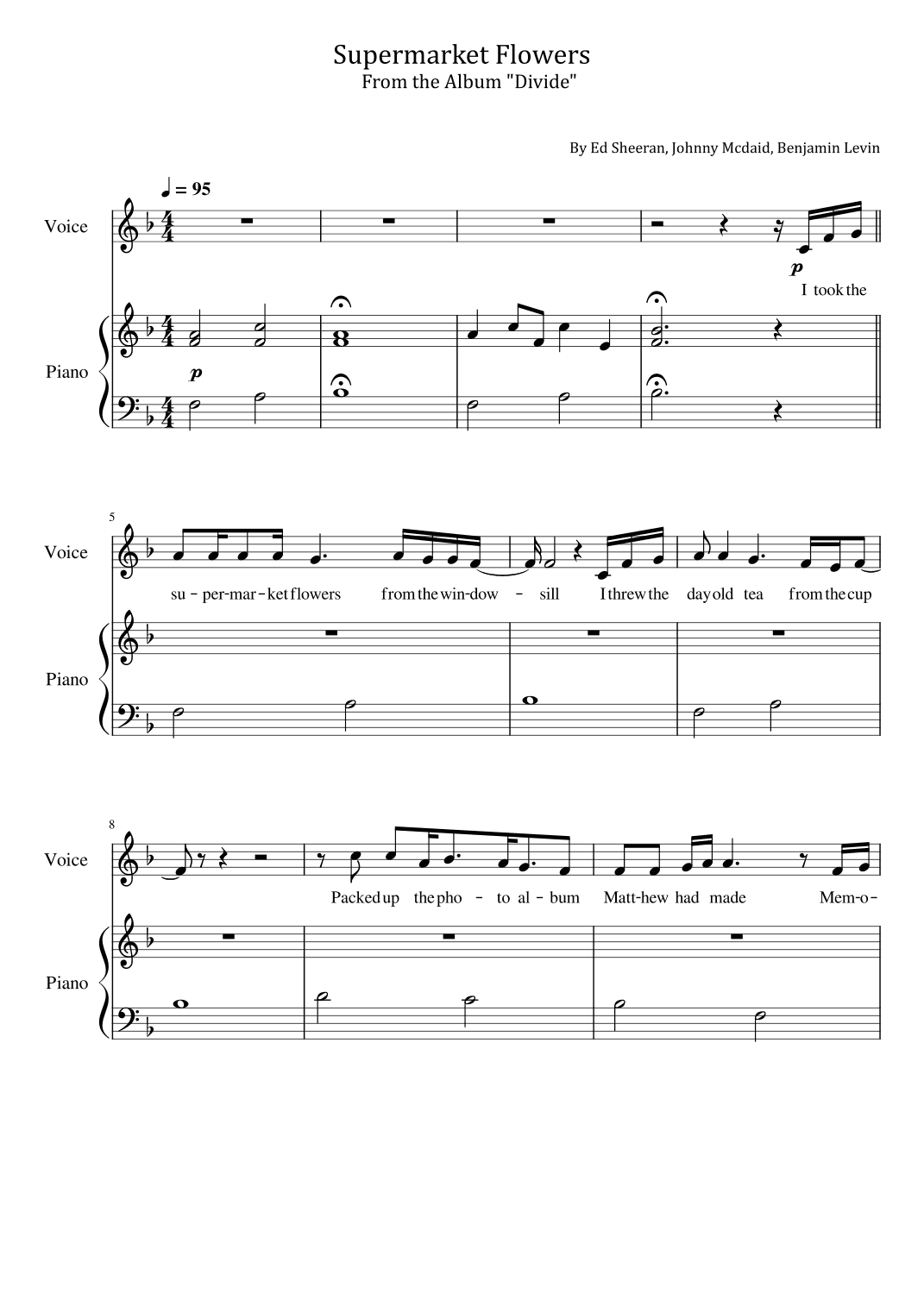Supermarket Flowers (arr. poon)