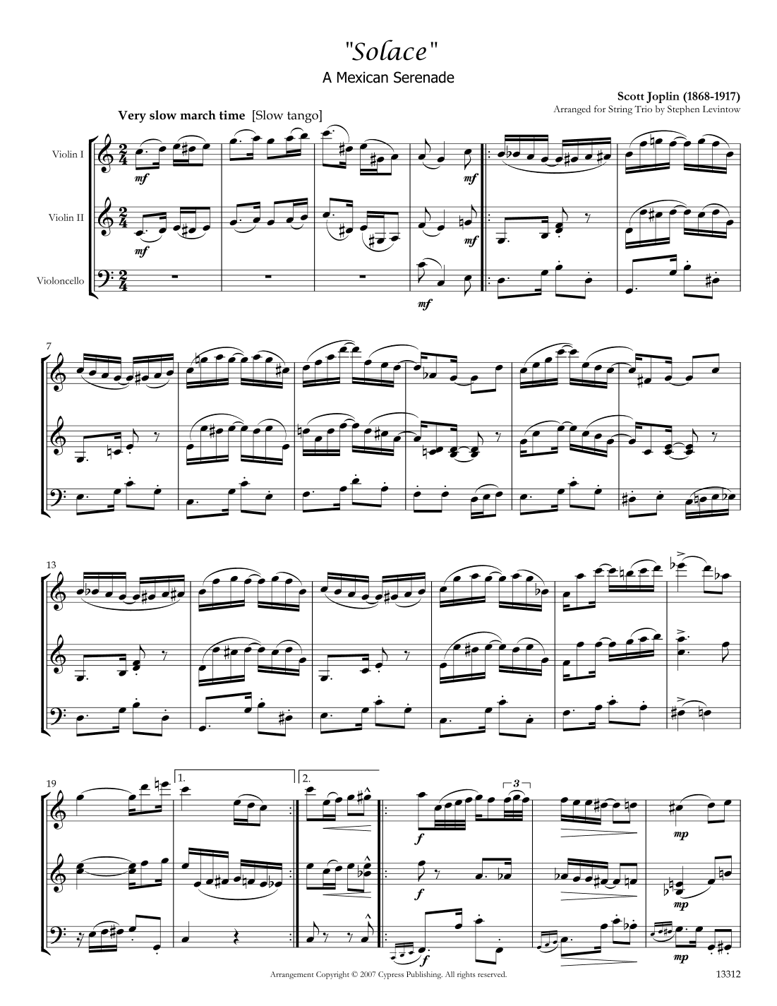 Solace, A Mexican Serenade (arr. Stephen Levintow)