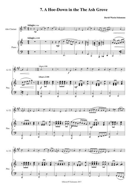 Folk Song Snapshots No 7 A hoe down in the Ash Grove for alto clarinet and piano (arr. David Warin Solomons)