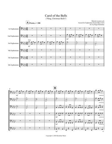 Carol of the Bells (F min) (Euphonium Sextet - Bass Clef) (arr. Regis Bookshar)