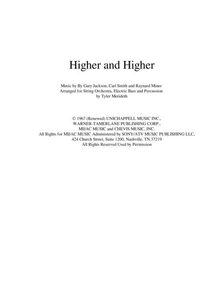 (your Love Has Lifted Me) Higher And Higher (arr. Tyler Merideth)