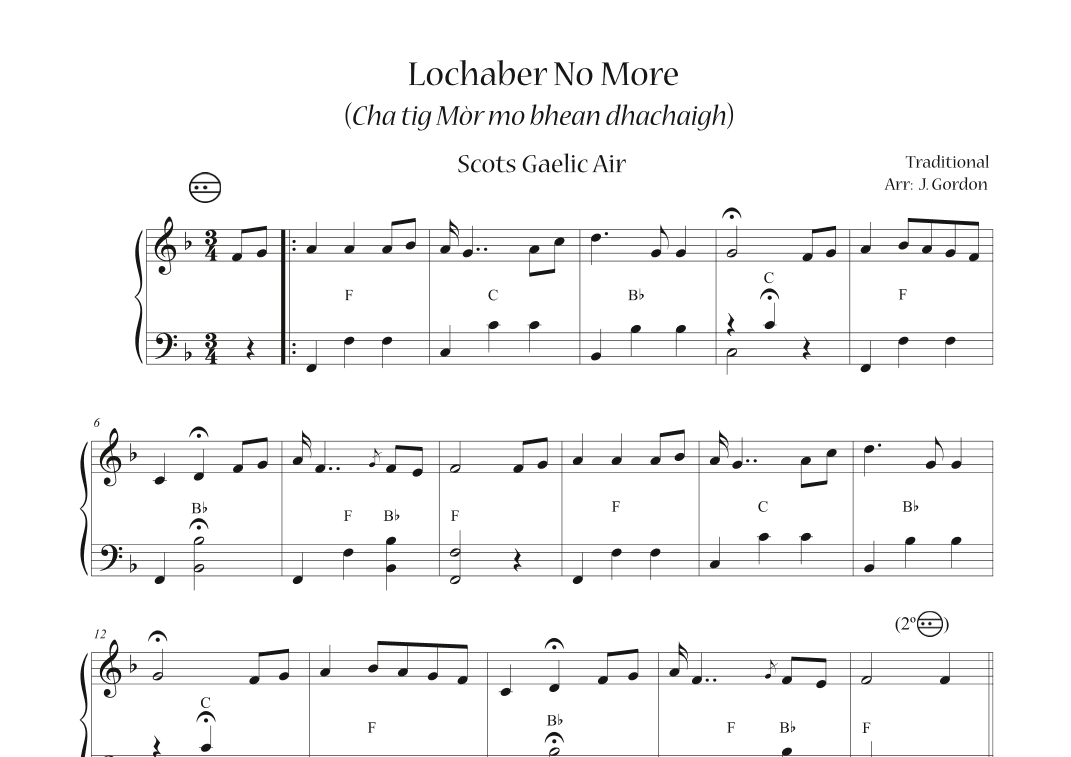 Lochaber No More (Cha tig Mòr mo bhean dhachaigh) (arr. J Gordon)