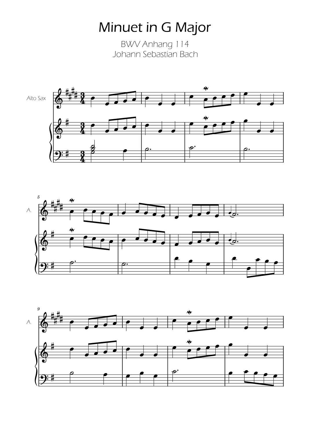 Minuet in G major BWV Anh. 114 - Bach - Alto Sax (arr. Ygor Nunes)