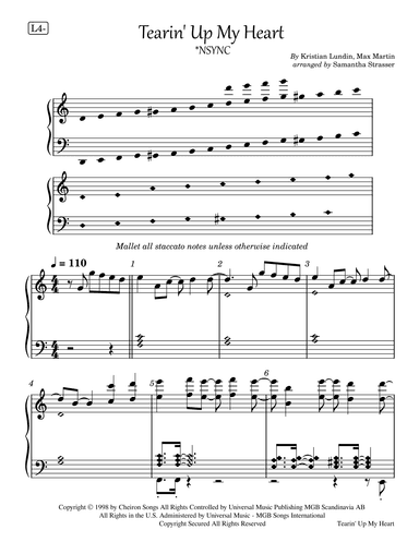 Tearin' Up My Heart - Score Only (arr. Samantha Strasser)