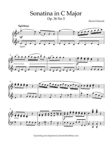 Sonatina Opus 36, Number 3 (arr. James Gilbert Music)