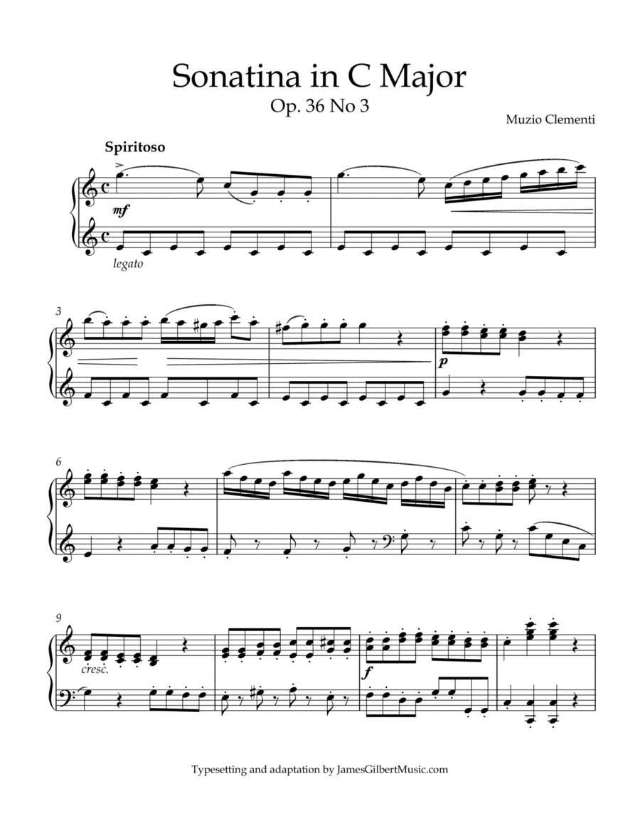 Sonatina Opus 36, Number 3 (arr. James Gilbert Music)