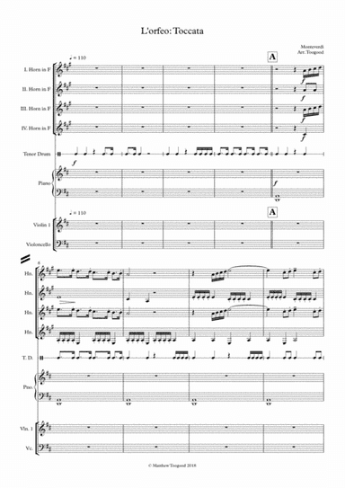 Monteverdi - L'orfeo Toccata FULL SCORE (arr. Matthew Toogood)