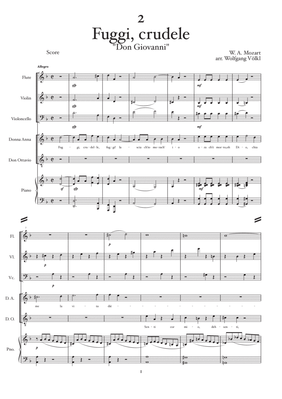 "Fuggi, crudele" - "Don Giovanni", Mozart - arr. for Flute, Violin, Cello, Piano and Vocals (Soprano (arr. Wolfgang Völkl)