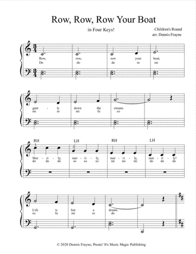 Row, Row, Row Your Boat (Row Row Row Your Boat), in 4 keys! (standard notation) (arr. Dennis Frayne)