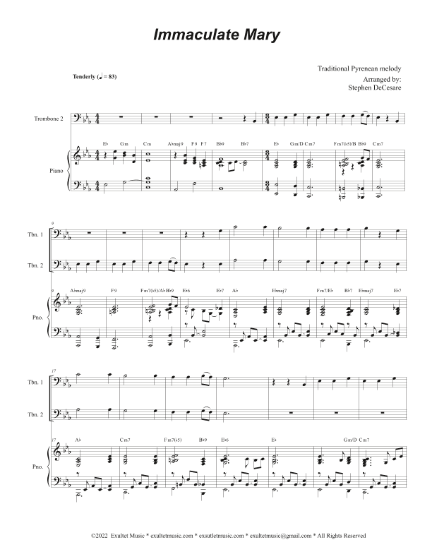 Immaculate Mary (Trombone Duet) (Easy Version) (arr. Stephen DeCesare)