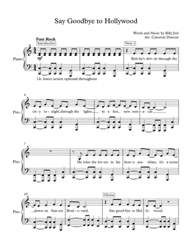 Say Goodbye To Hollywood (arr. Cameron Duncan)