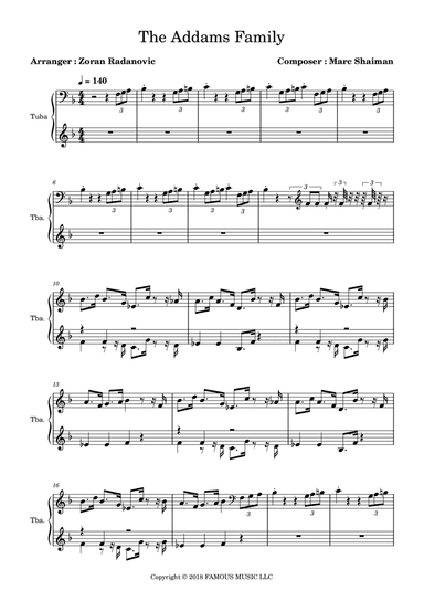 The Addams Family - Score (arr. Zoran Radanovic)
