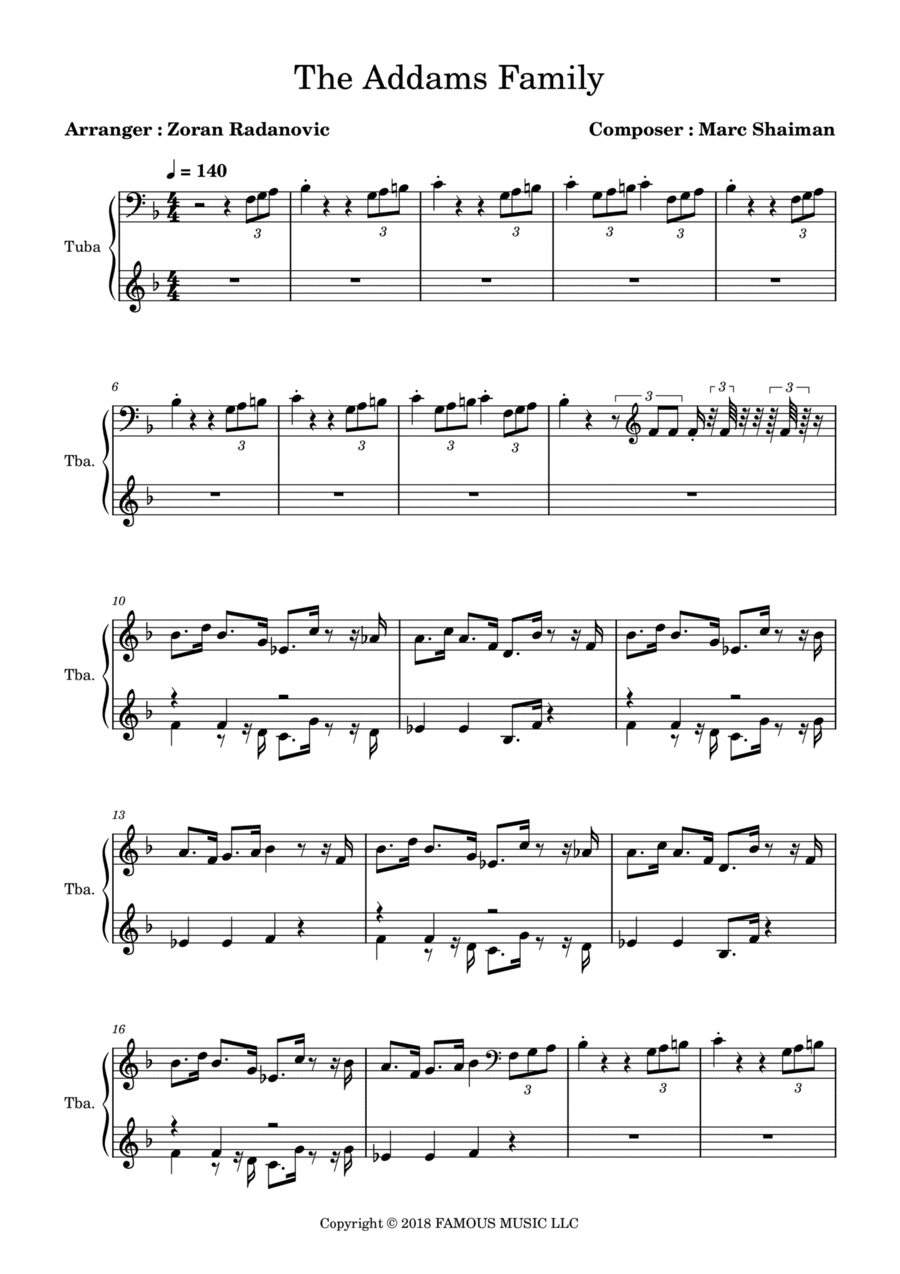 The Addams Family - Score (arr. Zoran Radanovic)