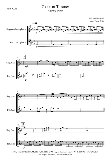 Game Of Thrones (arr. Fabio Britto)