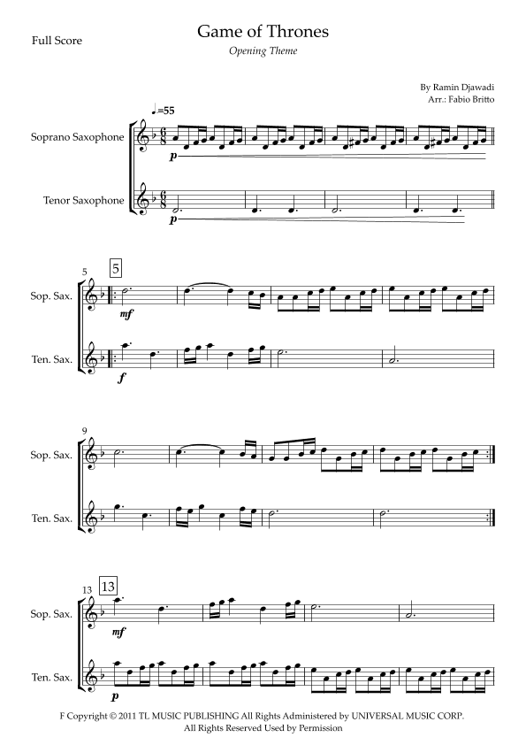 Game Of Thrones (arr. Fabio Britto)