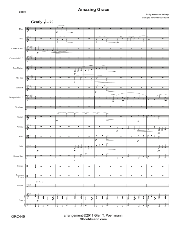 AMAZING GRACE.- Full Orchestra (arr. Glen Poehlmann)